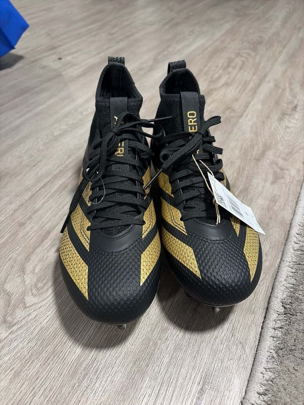 adidas Adizero Impact Football Cleats Black Gold Men's Size 7 / Women's Size 8